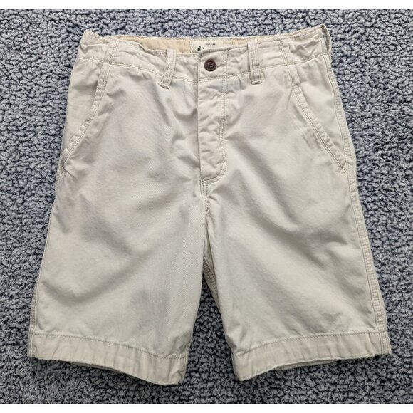 Abercrombie Kids Chino Shorts Boys 16 Khaki 9.5" Inseam Preppy Lightwash Ivory - Picture 1 of 13